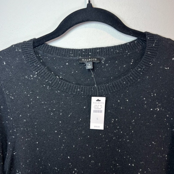 Talbots Womens Tweed Side Tie Sweater Dress Black Knit Long Sleeve Stretch Small - Picture 4 of 13